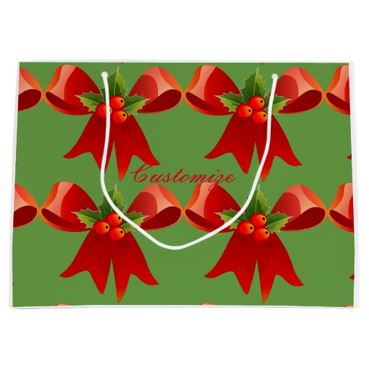 Red Ribbon Bow Holly Thunder_Cove Groot Cadeauzakje (Voorkant)