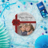 Red Ribbon Bow kerstfoto Papieren Bordje (Feest)