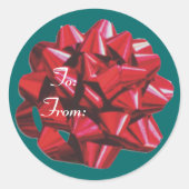 Red Ribbon Bow Ronde Sticker (Voorkant)