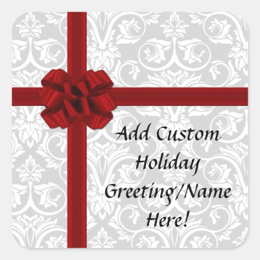 Red Ribbon Bow Vierkante Sticker (Voorkant)