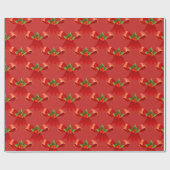 Red Ribbon Bows Holly Thunder_Cove Red Cadeaupapier (Vlak)