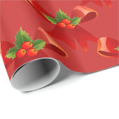 Red Ribbon Bows Holly Thunder_Cove Red Cadeaupapier (Rol Hoek)