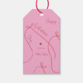 Red Ribbon Bows – Modern Happy Valentine’s Day  Cadeaulabel (Voorkant)