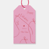 Red Ribbon Bows – Modern Happy Valentine’s Day  Cadeaulabel (Achterkant)