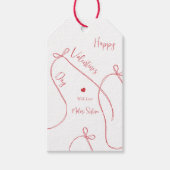 Red Ribbon Bows – Modern Happy Valentine’s Day  Cadeaulabel (Voorkant)