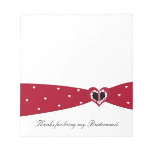 Red Ribbon Bridesmaid Dank je Notitieblok