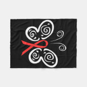 Red Ribbon Butterfly Blood Cancer Hiv Aids Awarene Fleece Deken (Voorkant (Horizontaal))