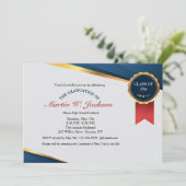 Red Ribbon Certificate Afstuderen Invitation Kaart (Staand voorkant)