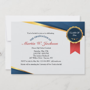 Red Ribbon Certificate Afstuderen Invitation Kaart