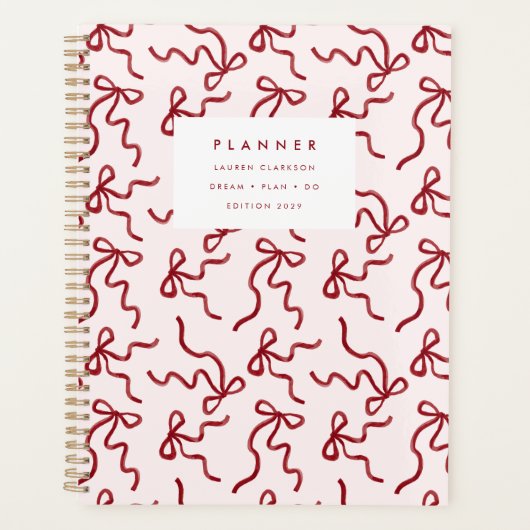Red Ribbon Coquette Pink Planner (Voorkant)