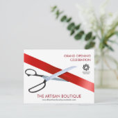 Red Ribbon Cutting Grand Opening Uitnodiging Briefkaart (Staand voorkant)