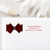 Red Ribbon & Diamonds Glam Bling Invitation Etiket (Insitu)