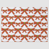 Red Ribbon Dog Paw Prints In Green Christmas Tissuepapier (Voorkant)