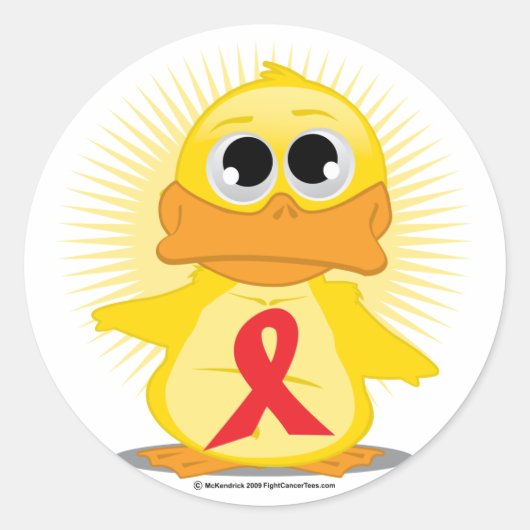 Red Ribbon Duck Ronde Sticker (Voorkant)