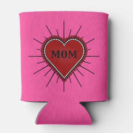 Red Ribbon Edge Heart Mam Tattoo Blikjeskoeler (Achterkant)