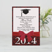 Red Ribbon en Red Leopard Afstuderen Kaart (Staand voorkant)