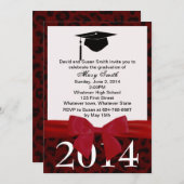 Red Ribbon en Red Leopard Afstuderen Kaart (Voorkant / Achterkant)