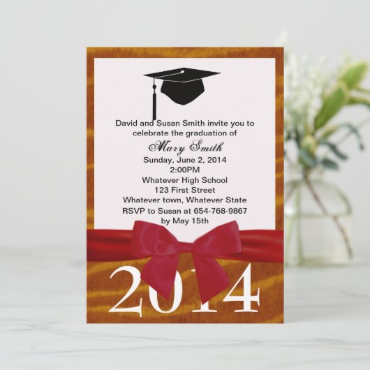 Red Ribbon en Tiger Afstuderen Kaart (Staand voorkant)