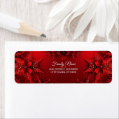 Red Ribbon Floral Holiday Christmas Retouradres Etiket (Insitu)