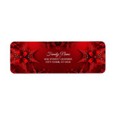 Red Ribbon Floral Holiday Christmas Retouradres Etiket (Voorkant)