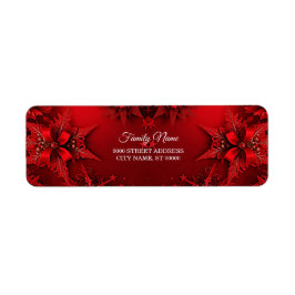 Red Ribbon Floral Holiday Christmas Retouradres Etiket