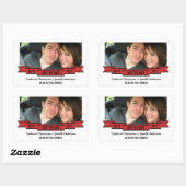 Red Ribbon Foto Save the Date Stickers (Vel)