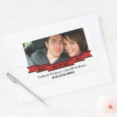 Red Ribbon Foto Save the Date Stickers (Envelop)