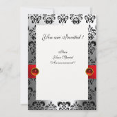 RED RIBBON GOLD BLACK DAMASK MONOGRAM KAART (Achterkant)