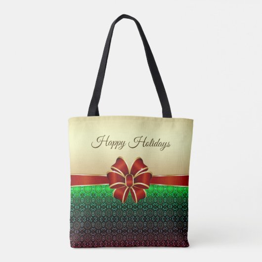 Red Ribbon Gold Holiday Canvas tas (Achterkant)