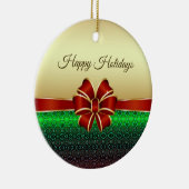 Red Ribbon Gold Holiday Ornament (Rechts)