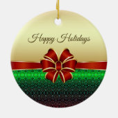 Red Ribbon Gold Holiday Ornament (Achterkant)