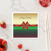 Red Ribbon Gold Holiday Paper Napkin Servet (Insitu)
