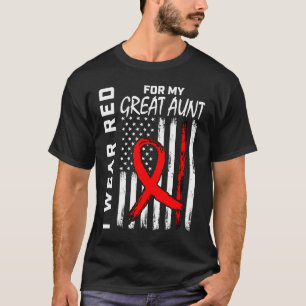 Red Ribbon Great Aunt Heart Disease Awareness Amer T-shirt