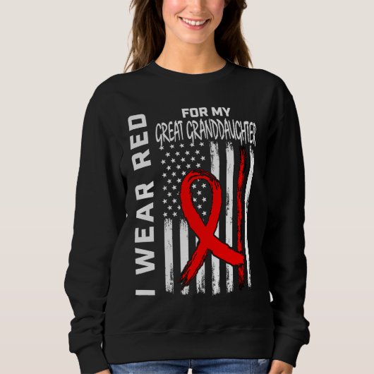 Red Ribbon Great Granddaughter Heart Disease Aware Trui (Voorkant)