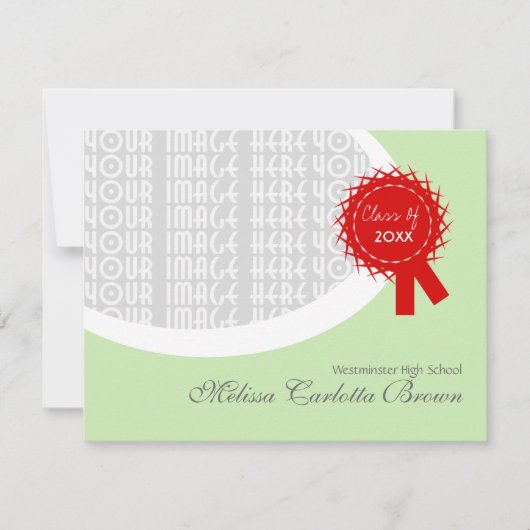 Red Ribbon Green Afstuderen Kaart (Voorkant)