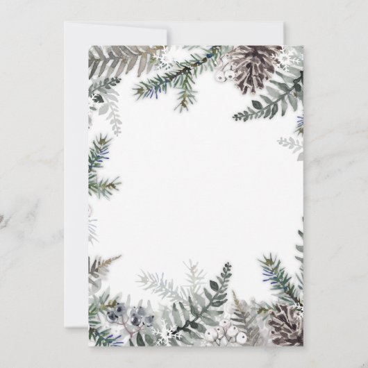 Red Ribbon Greenery Wreath Kerstfeest Kaart (Achterkant)