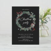 Red Ribbon Greenery Wreath Kerstfeest Kaart (Staand voorkant)
