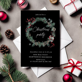 Red Ribbon Greenery Wreath Kerstfeest Kaart