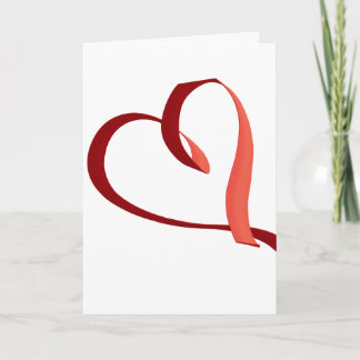 Red Ribbon Header on Valentine's Card Kaart