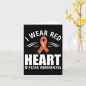 Red Ribbon Heart Disease Awareness Gift 1 Kaart (Gele Bloem)
