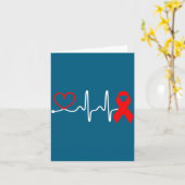 Red Ribbon Heartbeat Design For Heart Disease Awar Kaart (Gele Bloem)