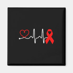 Red Ribbon Heartbeat-ontwerp voor hartziekten Awar Magneet