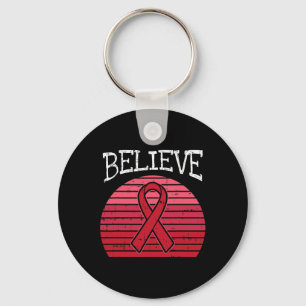 Red Ribbon HIV Aids Brain Aneurysm CVA Awarenes Sleutelhanger