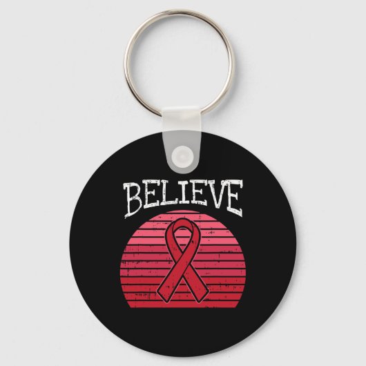 Red Ribbon HIV Aids Brain Aneurysm CVA Awarenes Sleutelhanger (Voorkant)