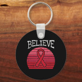 Red Ribbon HIV Aids Brain Aneurysm CVA Awarenes Sleutelhanger (Voorkant)