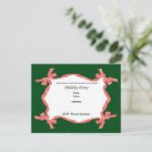 Red Ribbon Holiday Party Invitation Kaart (Staand voorkant)