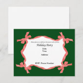 Red Ribbon Holiday Party Invitation Kaart (Voorkant / Achterkant)