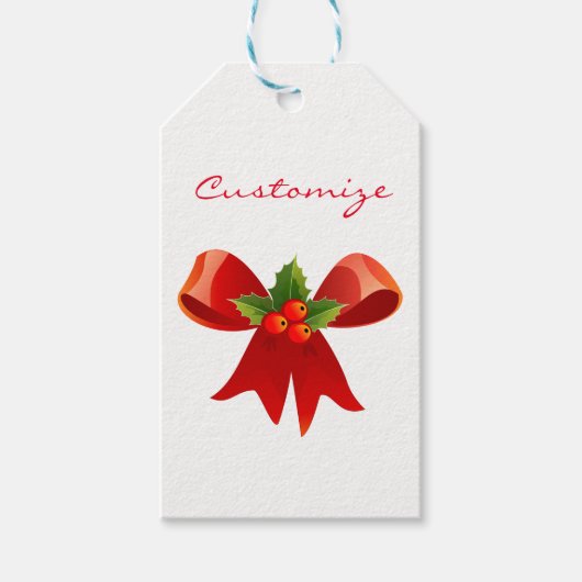 Red Ribbon Holly Thunder_Cove Cadeaulabel (Voorkant)