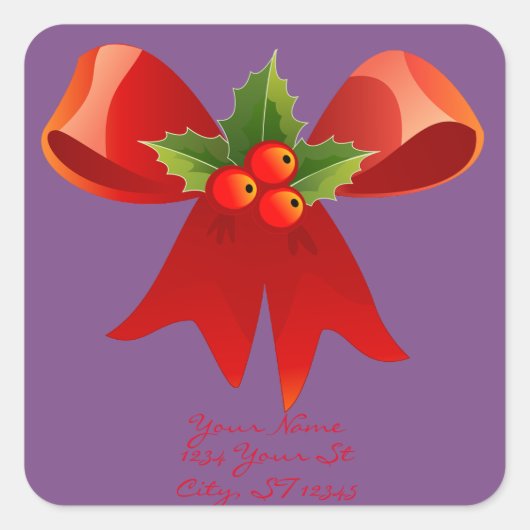 Red Ribbon Holly Thunder_Cove Vierkante Sticker (Voorkant)