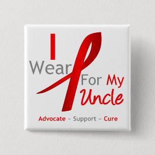 Red Ribbon ik heb rood Draag voor mijn oom Vierkante Button 5,1 Cm